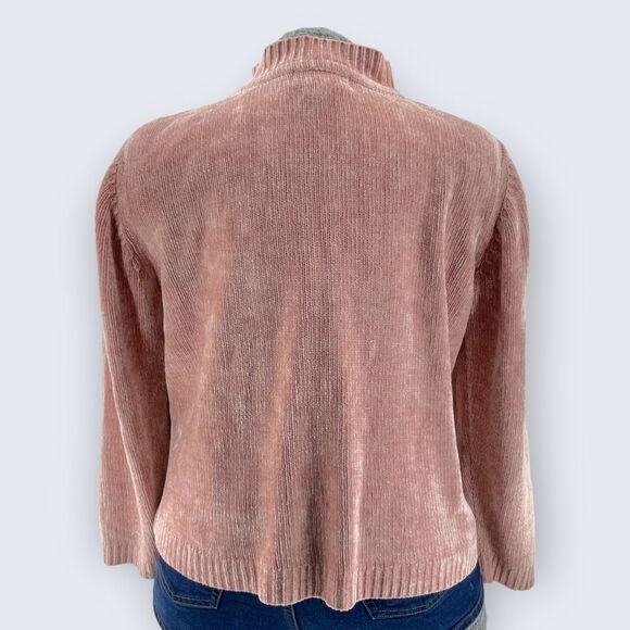 Alfred Dunner Petite Blush Pink Acrylic Chenille Cabled Mock Neck Sweater PL - Picture 2 of 3